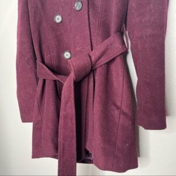 Banana Republic maroon purple button belted wool pea coat Small - Picture 2 of 8